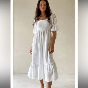 Elegant White Smocked Dress